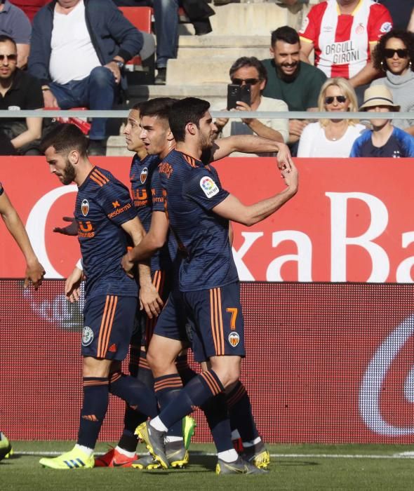 La celebración del gol de Guedes en Girona