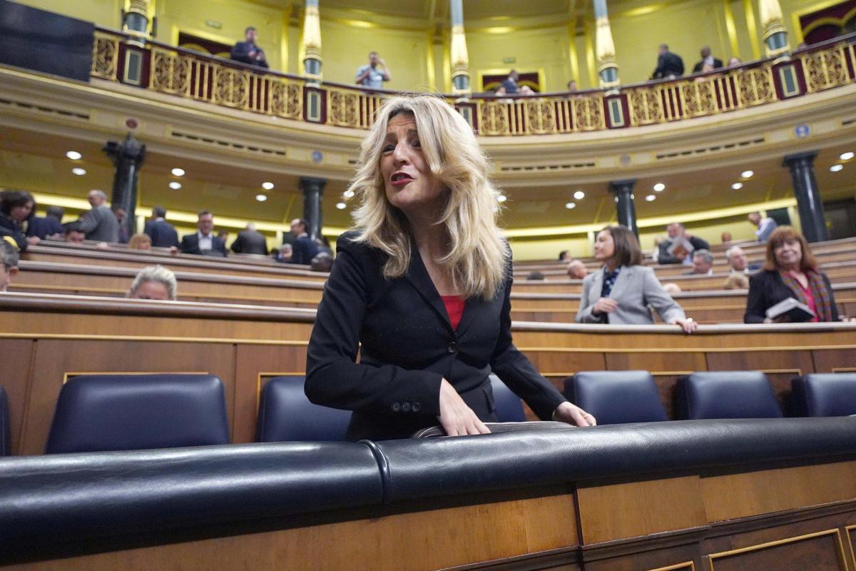 Yolanda Díaz, durante una sesión de control al Gobierno en el Congreso.
