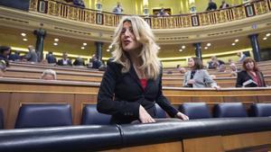 Yolanda Díaz, durante una sesión de control al Gobierno en el Congreso. 