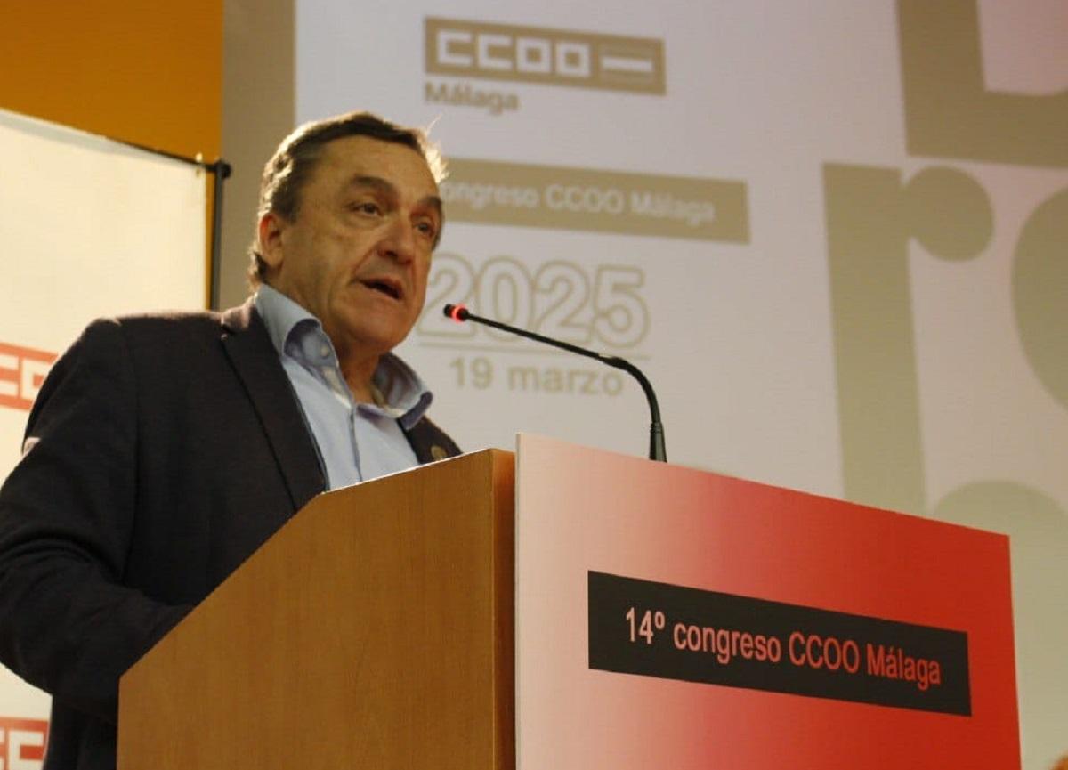 Fernando Cubillo, durante su intervención en el congreso provincial de CCOO en Málaga.
