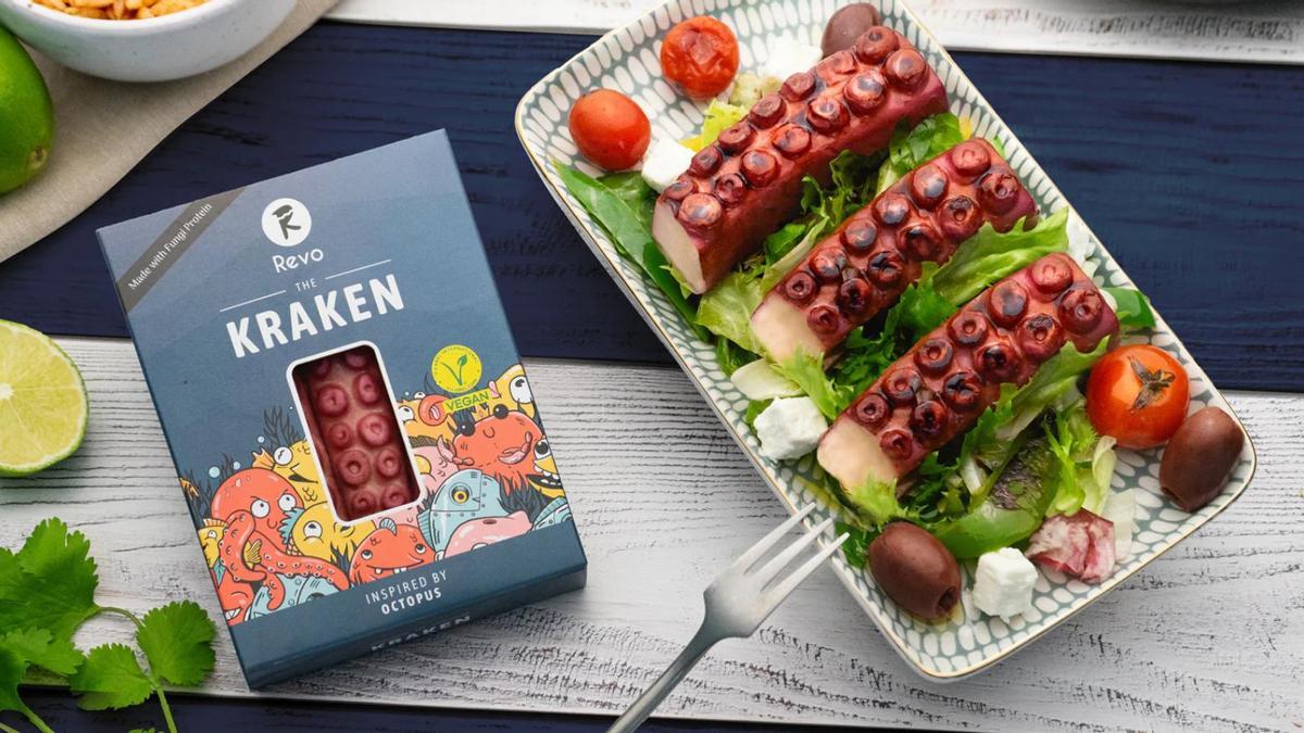 Imitación vegana del pulpo presentada por Revo Foods.