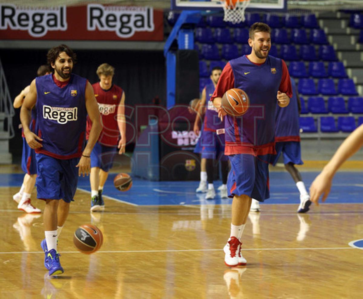 Pau y Marc Gasol, entrenan con el Barça Regal