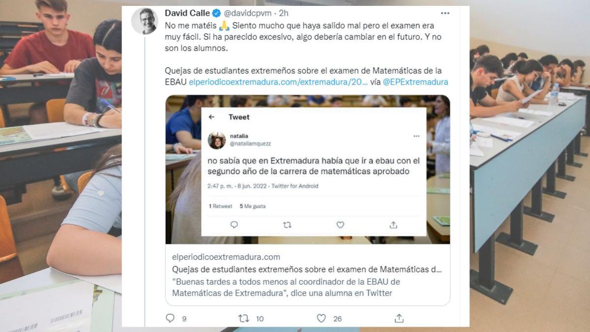 Comentario de David Calle al examen de Matemáticas II de la EBAU de Extremadura.