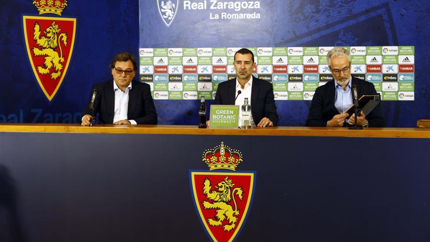 Sanllehí, Carcedo y Torrecilla, en la presentación del entrenador riojano.