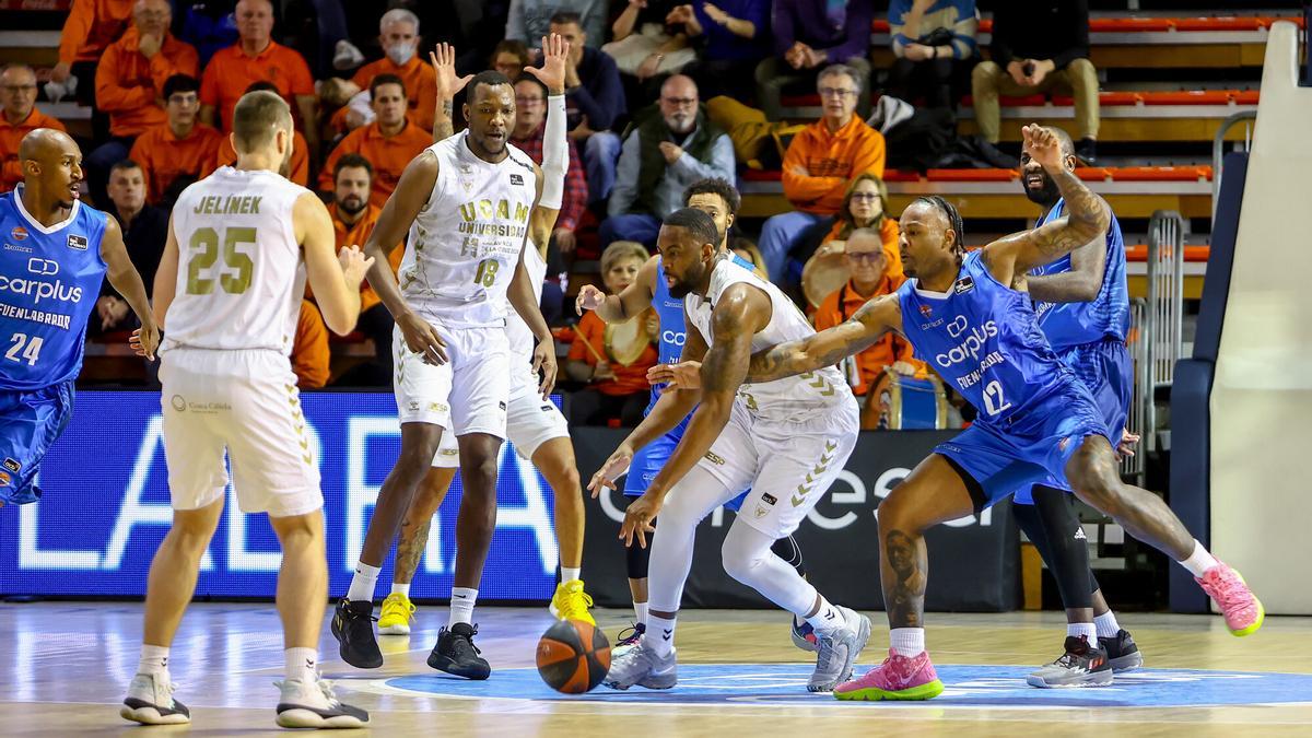 James Anderson, del UCAM Murcia, durante un momento del partido en Fuenlabrada.