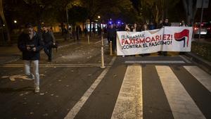 Marxa a Pamplona en contra dels atacs dels ultres del Barça