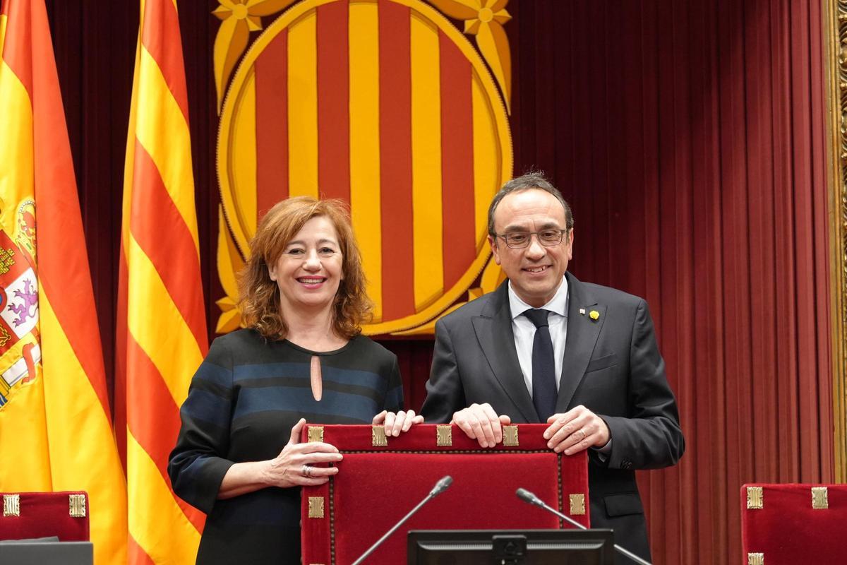 El presidente del Parlament, Josep Rull, y la presidenta del Congreso, Francina Armengol.