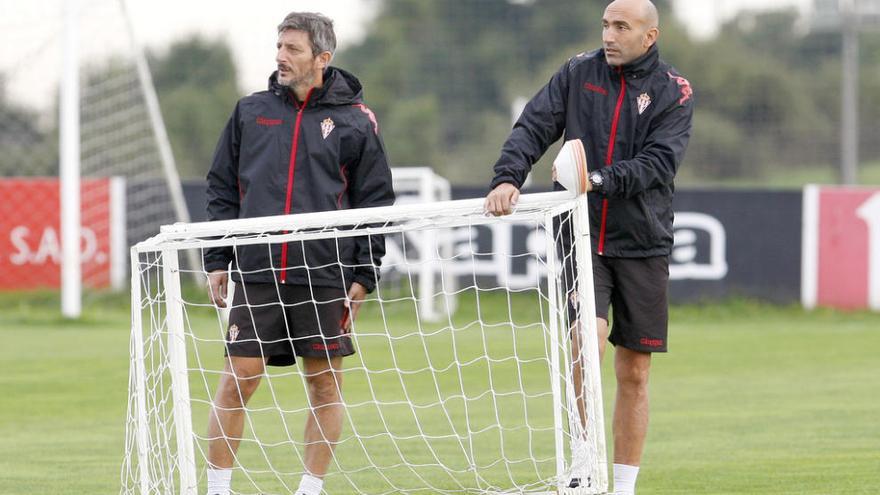 Abelardo e Iñaki Tejada, durante un entrenamiento j. j.