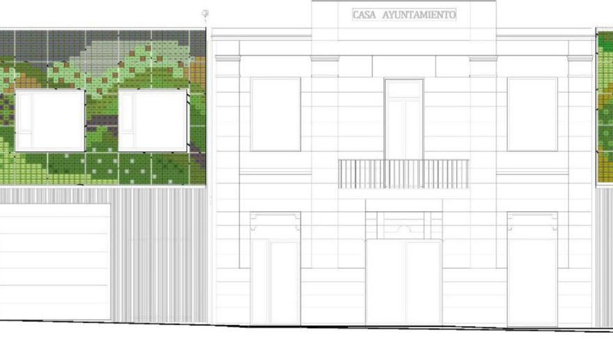 La fachada vegetal del antiguo Concello se llenará con agapantos, begonias o romero