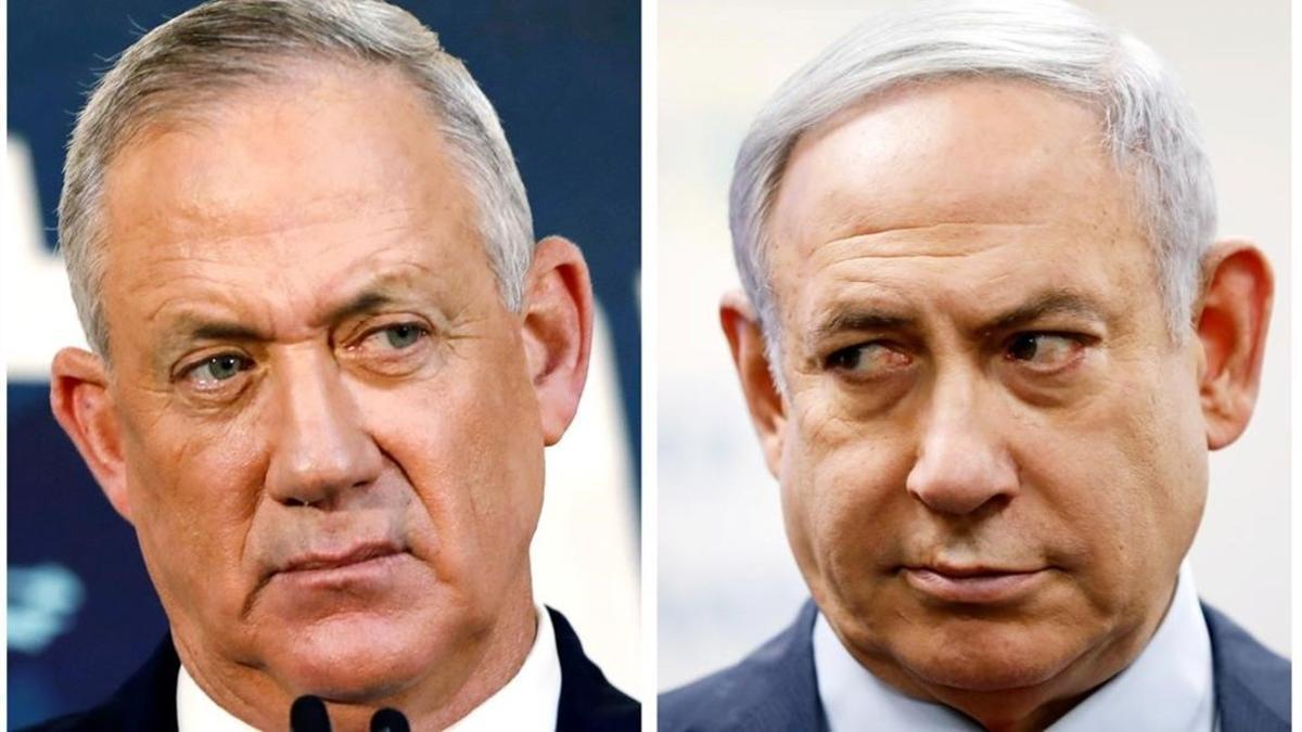 Benny Gantz, a la izquierda, y Binyamin Netanyahu.
