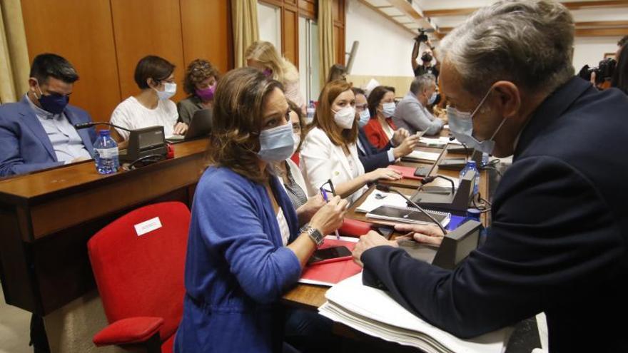 Salvador Fuentes e Isabel Ambrosio hablan antes de que comenzara el pleno del jueves. | A.J. GONZÁLEZ