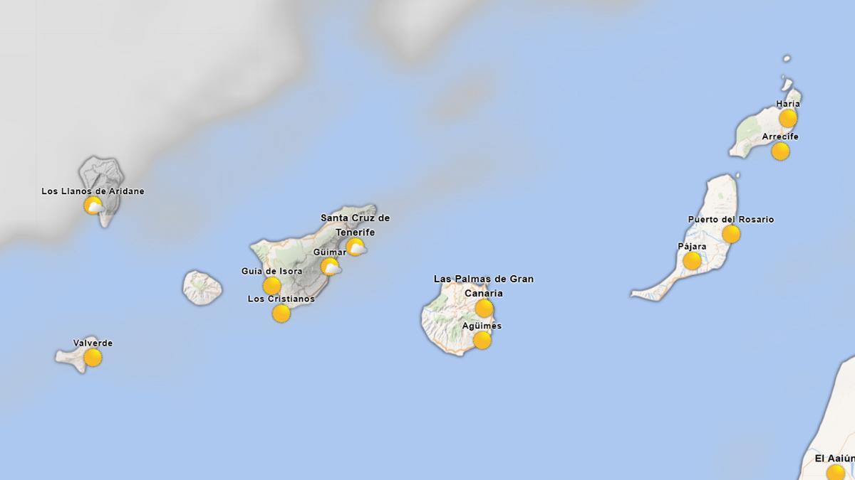 La predicción del tiempo en las islas a las 9.00 horas.