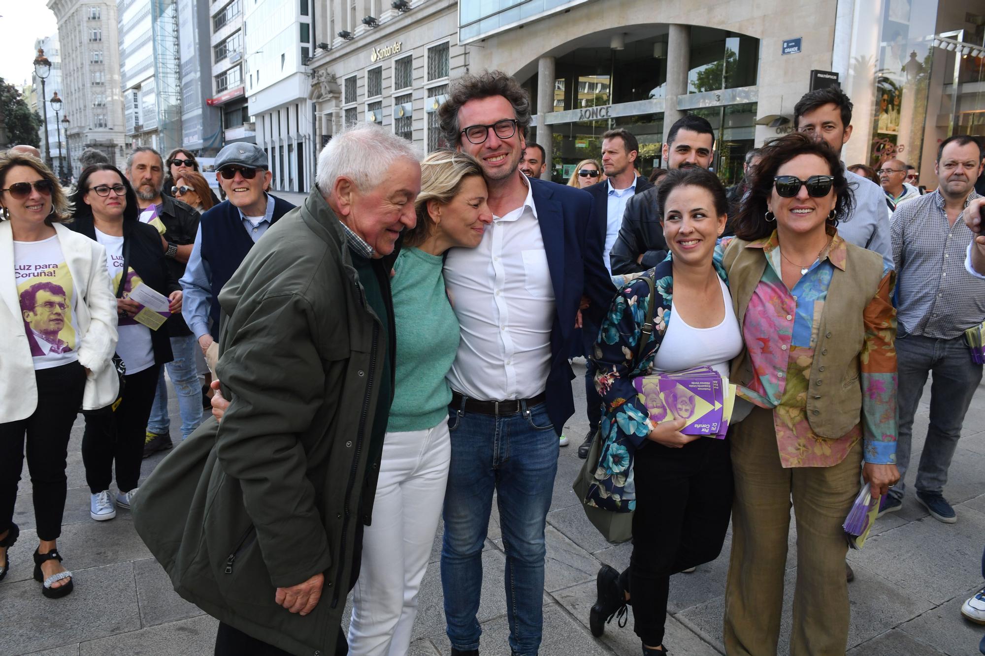 Visita de Yolanda Díaz para apoyar Por Coruña, la formación que encabeza José Manuel Sande