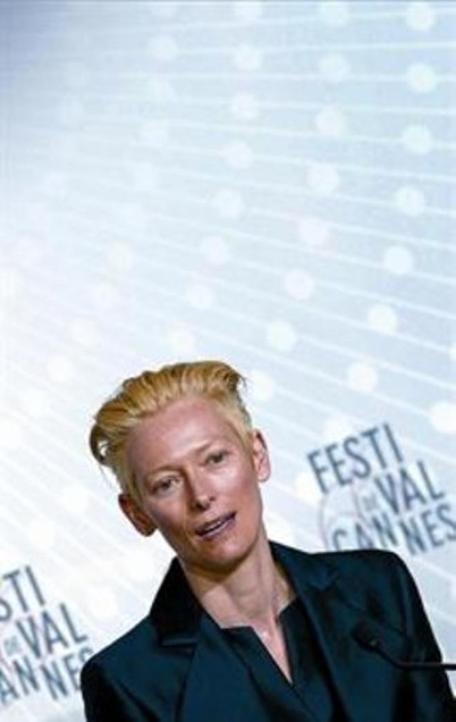 Tilda Swinton, ayer en Cannes.