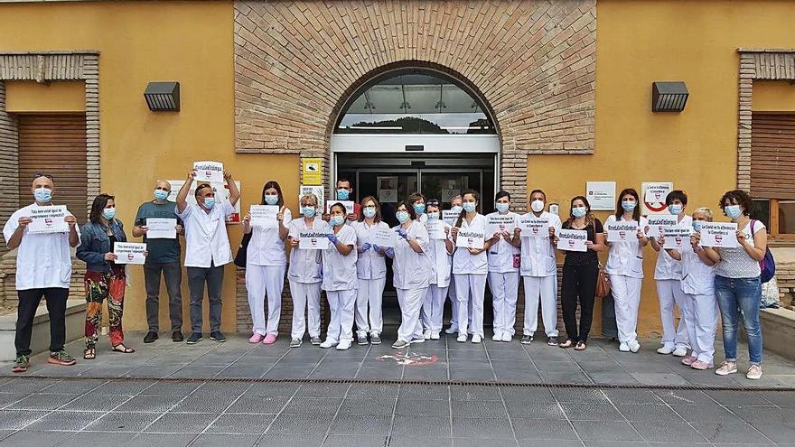 Una imatge d&#039;una de les protestes d&#039;ahir, a l&#039;hospital de Campdevànol.