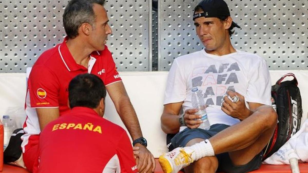 Àlex Corretja y Rafa Nadal, en 2013 con el equipo español de Copa Davis