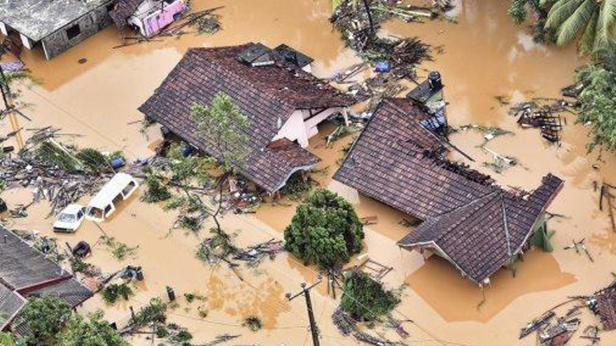 Vista des de l&#039;aire d&#039;una zona completament inundada per les pluges