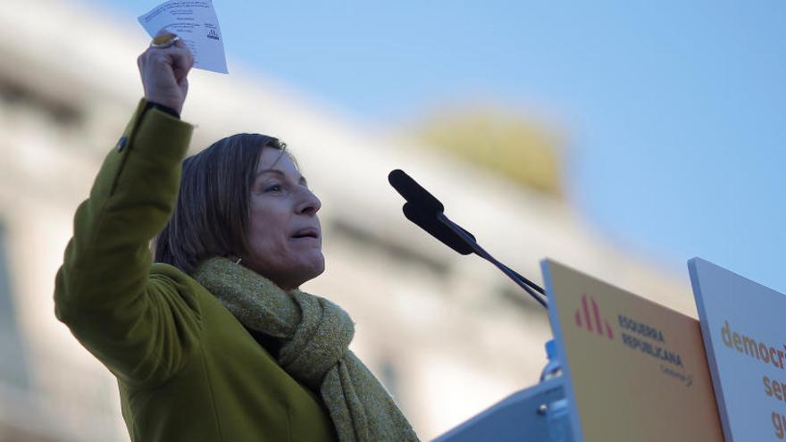 Forcadell durante un mitin de ERC.