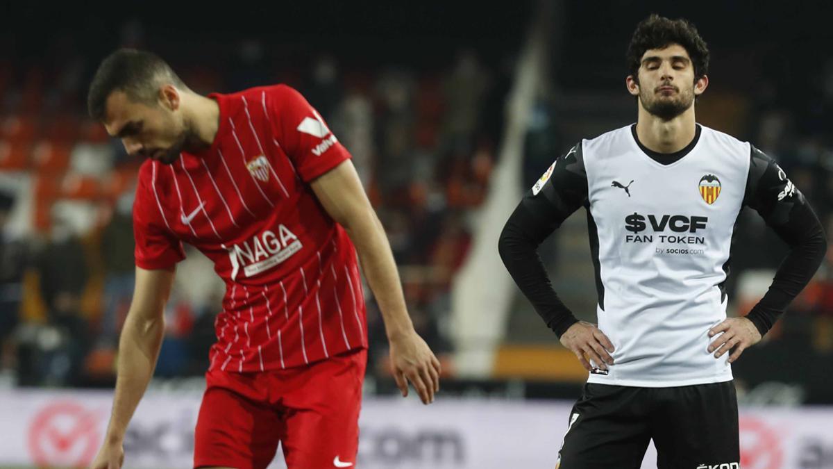 Guedes, durante el partido frente al Sevilla