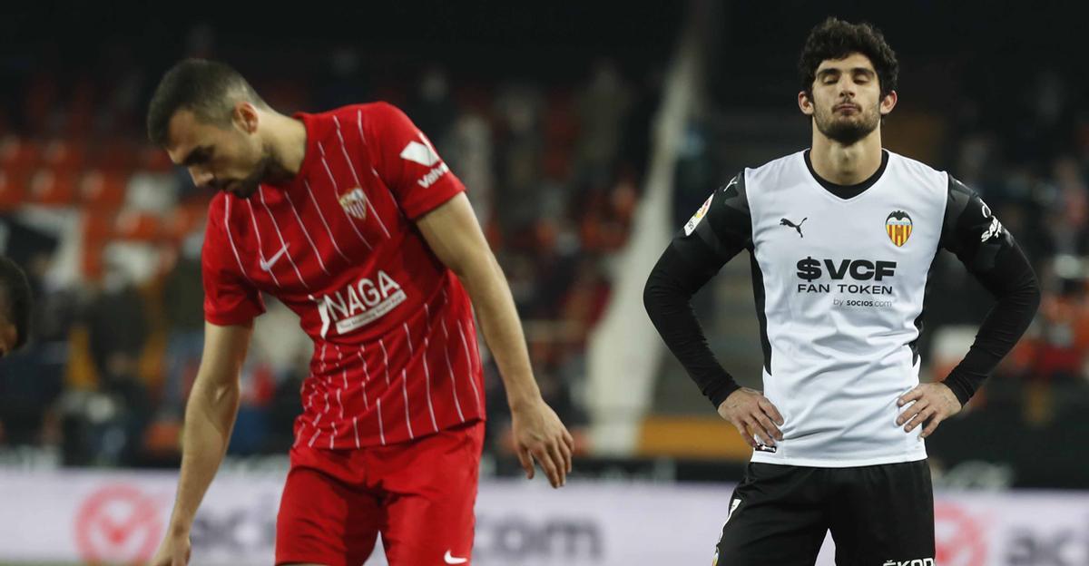 Guedes, durante el partido frente al Sevilla