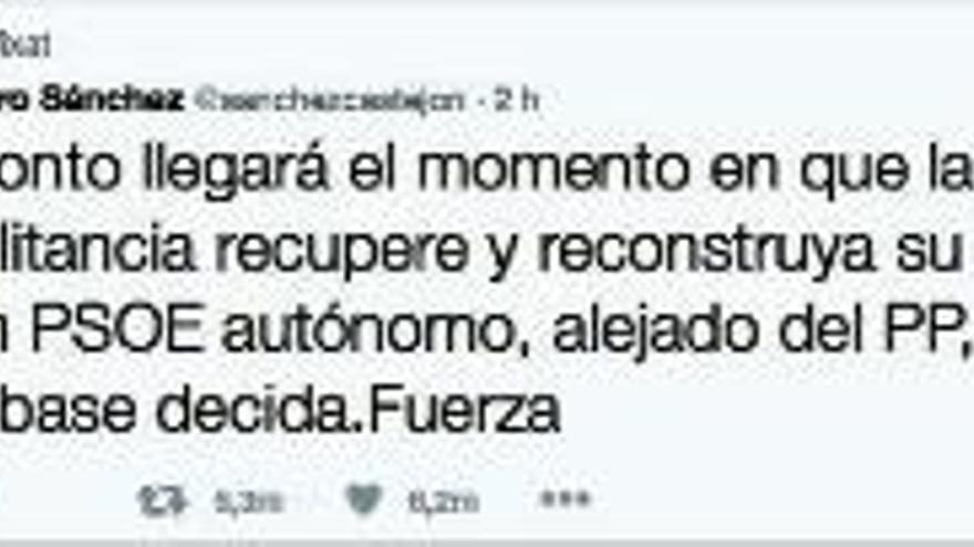 El missatge que Pedro Sánchez va escriure al seu compte de Twitter.