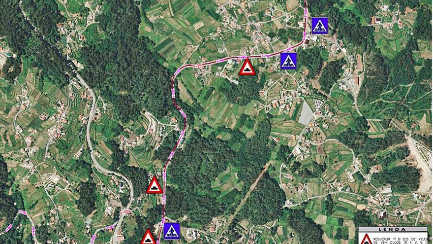 Parte del proyecto para calmar el tráfico hasta Mosende.   | // D.P.