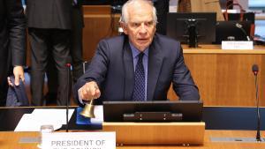 El jefe de la diplomacia de la UE, Josep Borrell, durante la apertura del Consejo de Ministros de Exteriores, en Luxemburgo.