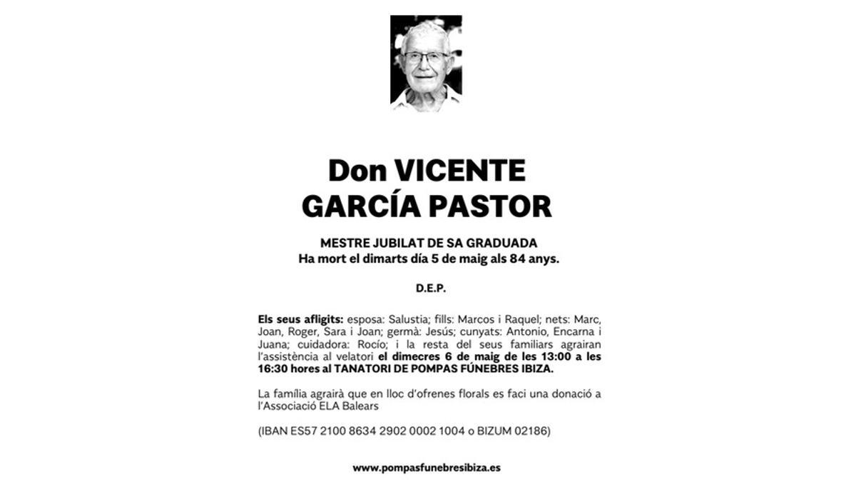 Esquela Vicente García Pastor