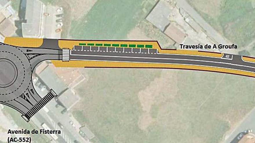 Plano del proyecto para ampliar la travesía de A Groufa, en Arteixo.