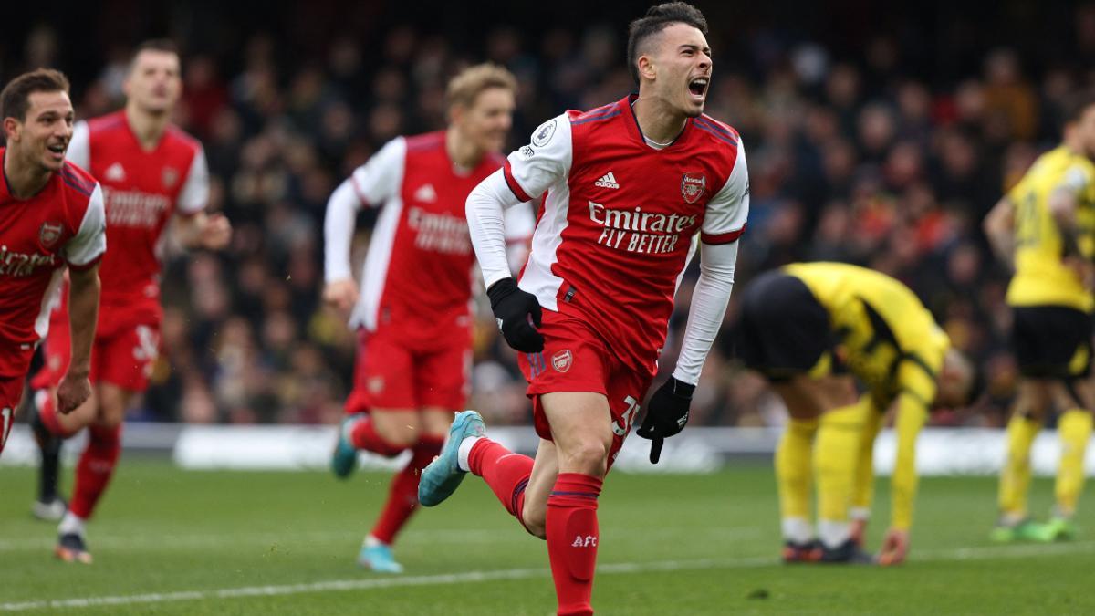 El brasileño Gabriel Martinelli tras el tercer tanto del cuadro 'gunner'