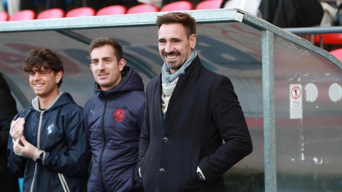 Borja Fernández, entrenador de la UD Ourense, durante un partido ante la Sarriana