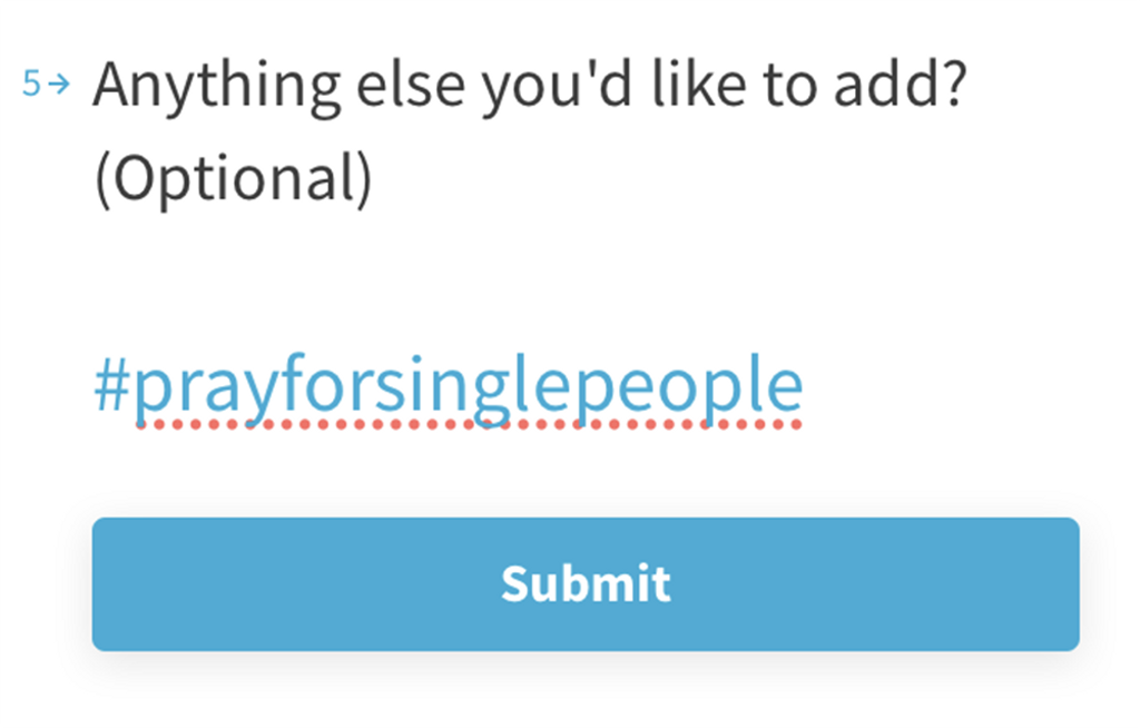 Pregunta 5 del cuestionario de Hinge