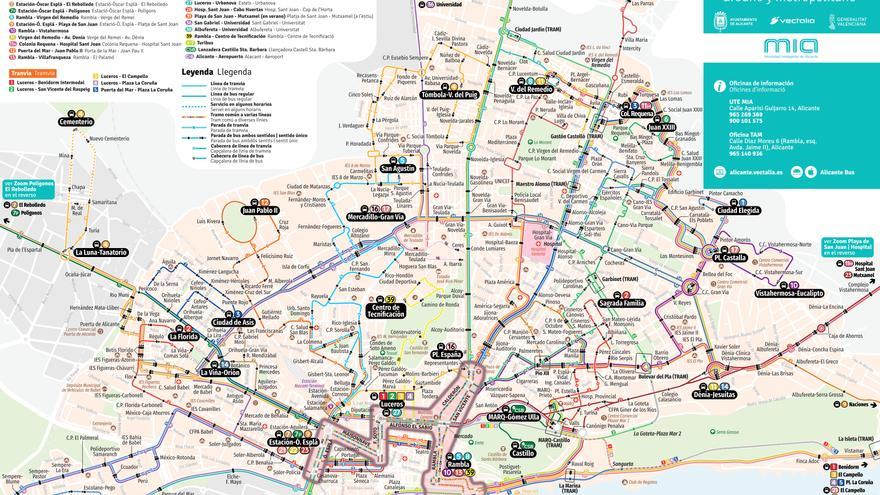 Estas son las novedades en el mapa de las líneas del autobús de Alicante
