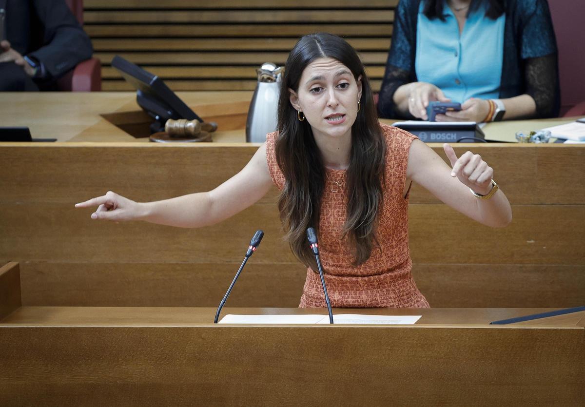 La diputada de Compromís, María José Calabuig, en el pleno de las Cortes Valencianas.