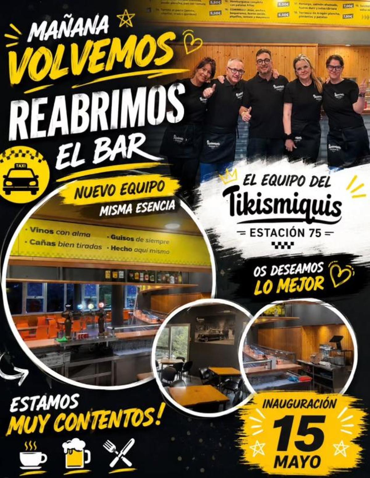 Cartel promocional de la cafetería Cooperativa Taxis de Zaragoza compartido en sus redes sociales.