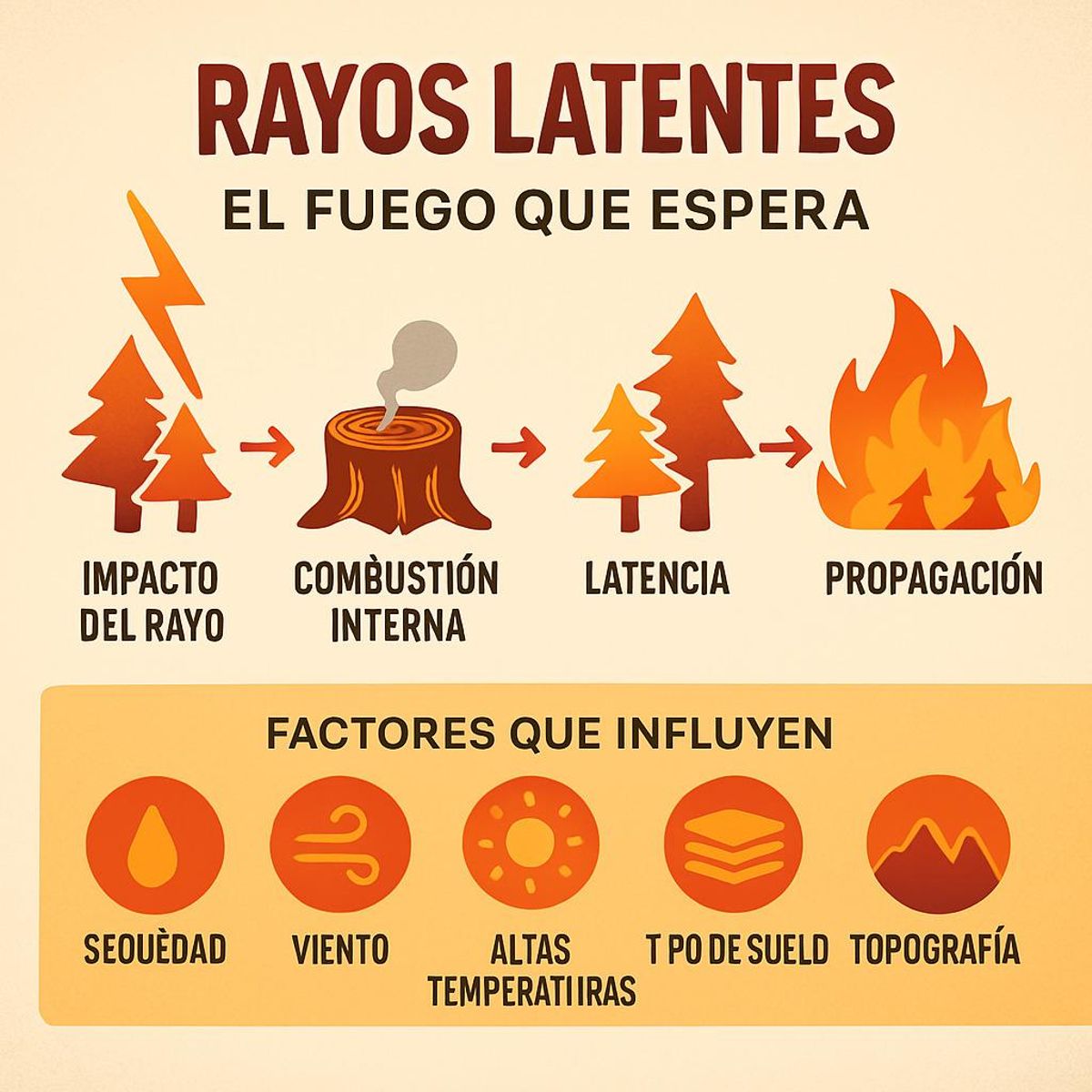 Esquema de cómo actúa un rayo latente