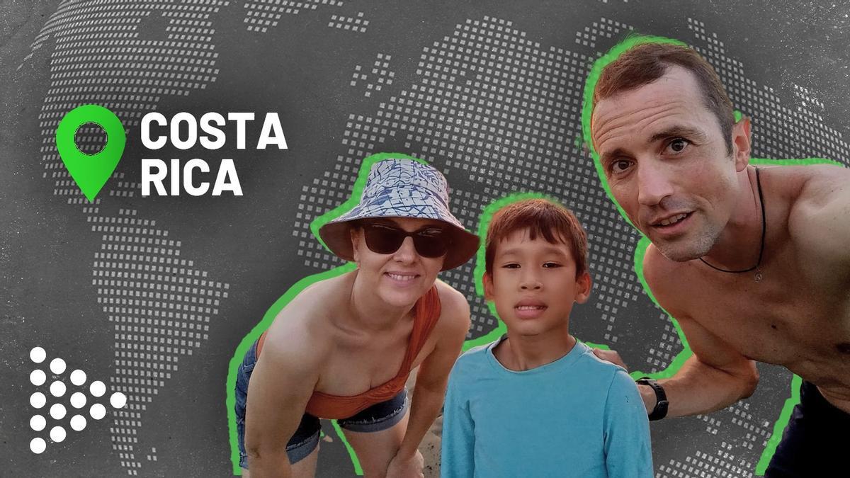 Paula Morán con su marido y su hijo en Costa Rica