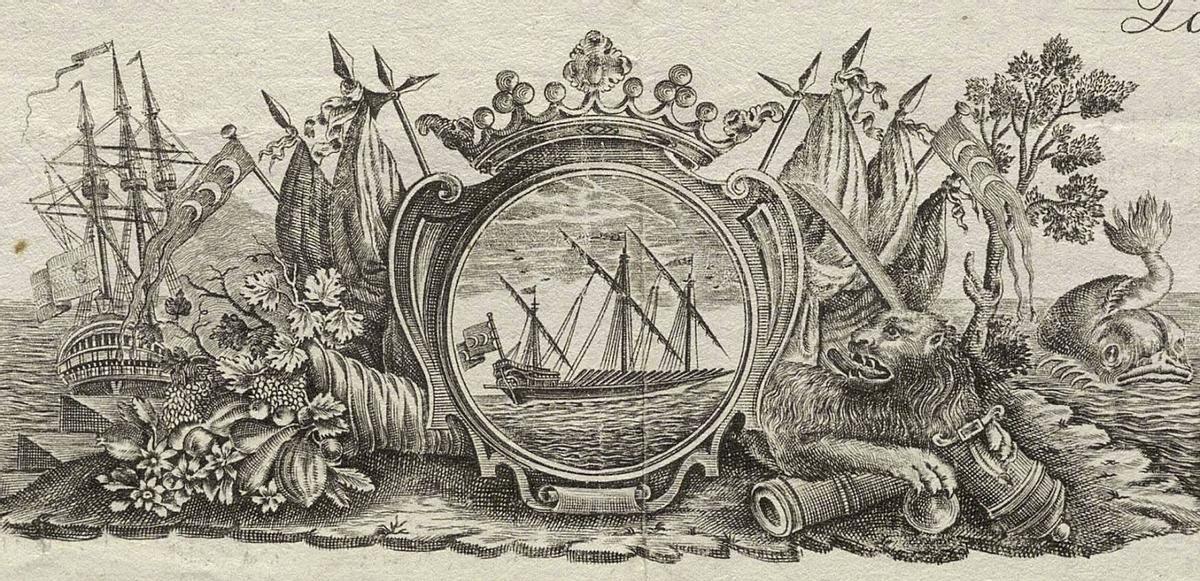 Detalle de una patente de sanidad de Almuñécar, emitida de 1793, obra de Francisco de la Torre.