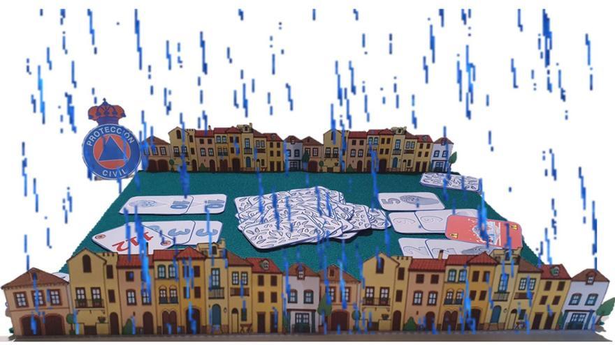 Ilustración de una fuerte lluvia