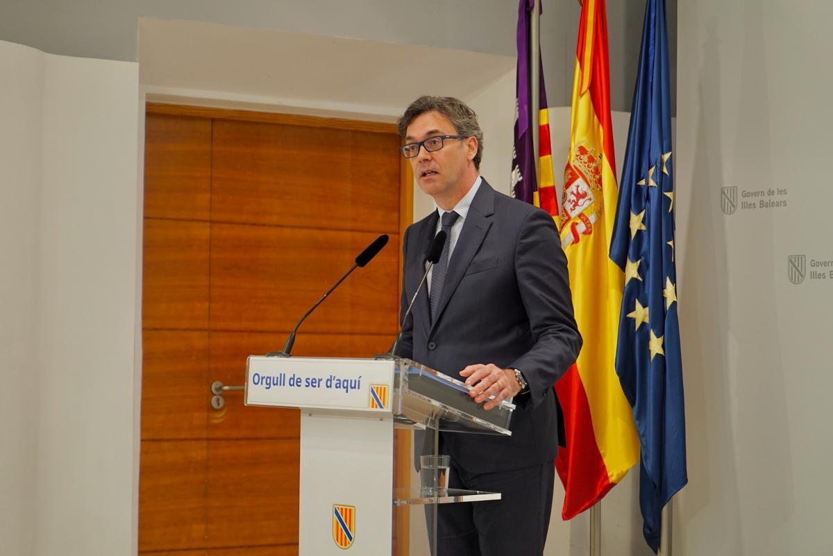 El portavoz del Govern, Antoni Costa, esta mañana en la rueda de prensa posterior al Consell de Govern