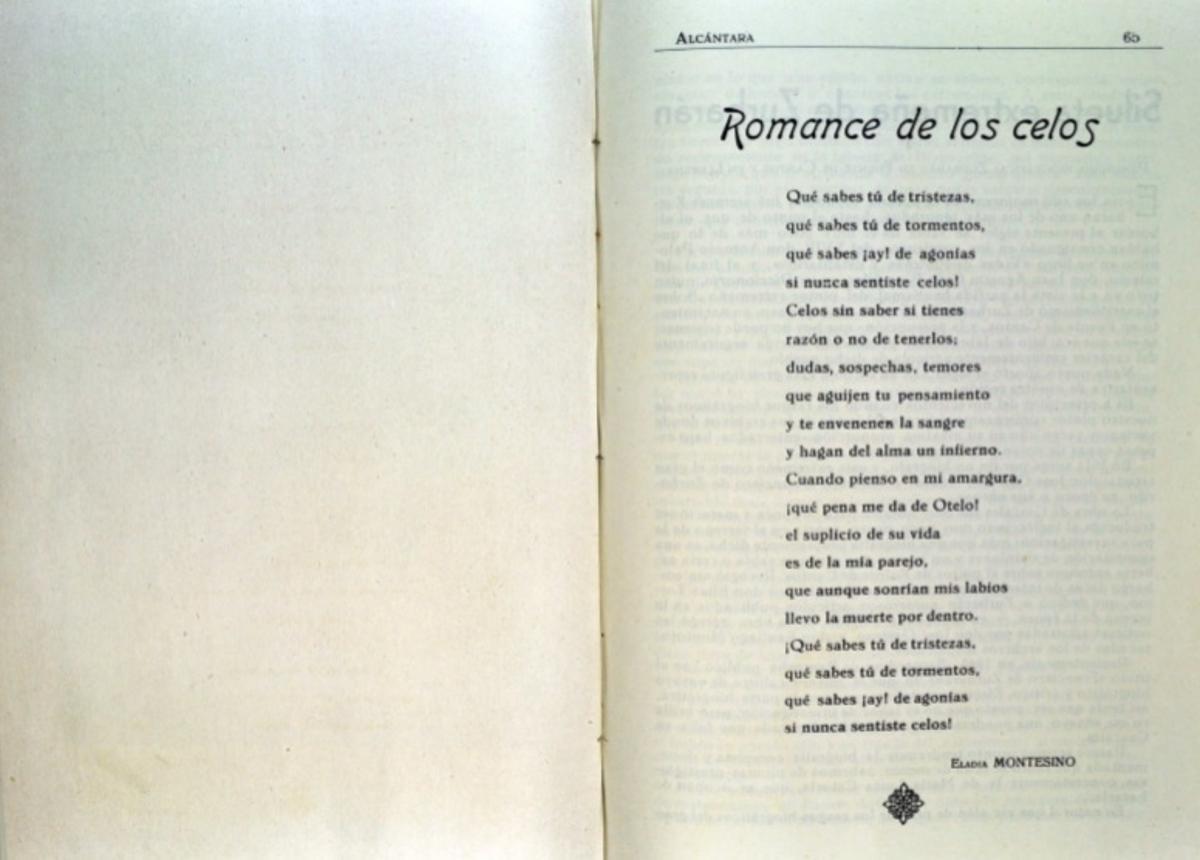 Un poema de Eladia Montesino publicado en la revista Alcántara.