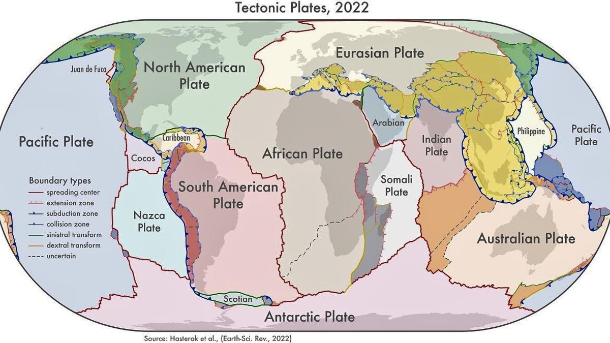 El nuevo mapa de placas tectónicas
