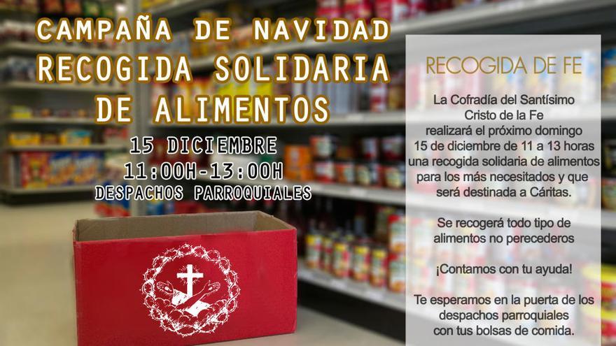 La Cofradía de la Fe de Murcia organiza una recogida solidaria de alimentos