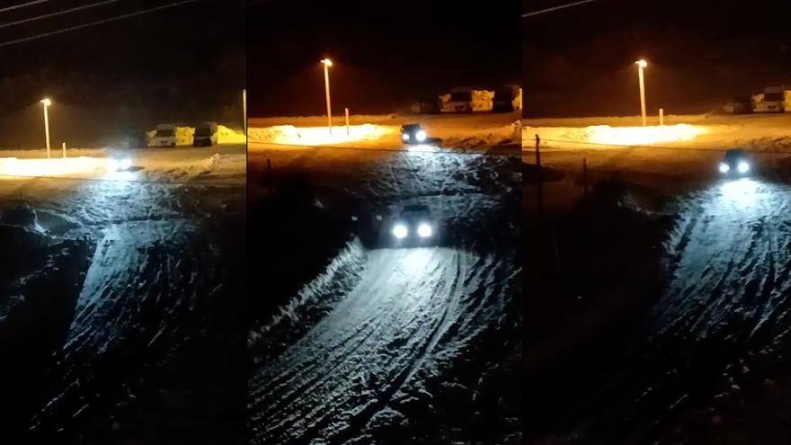 Carreras ilegales en la nieve: la Guardia Civil denunció a trece conductores en la carretera de San Isidro en la madrugada del sábado (por estas infracciones)