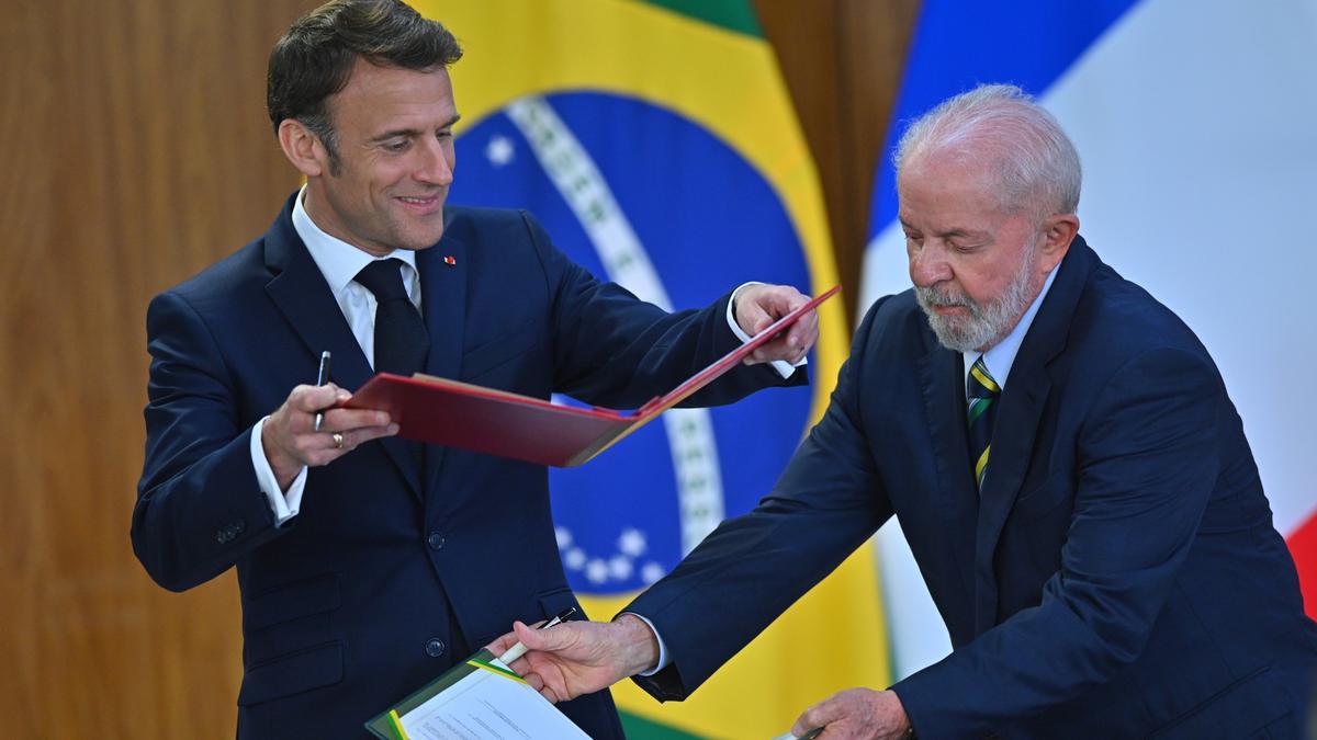 Lula da Silva y Emmanuel Macron, en Brasilia.