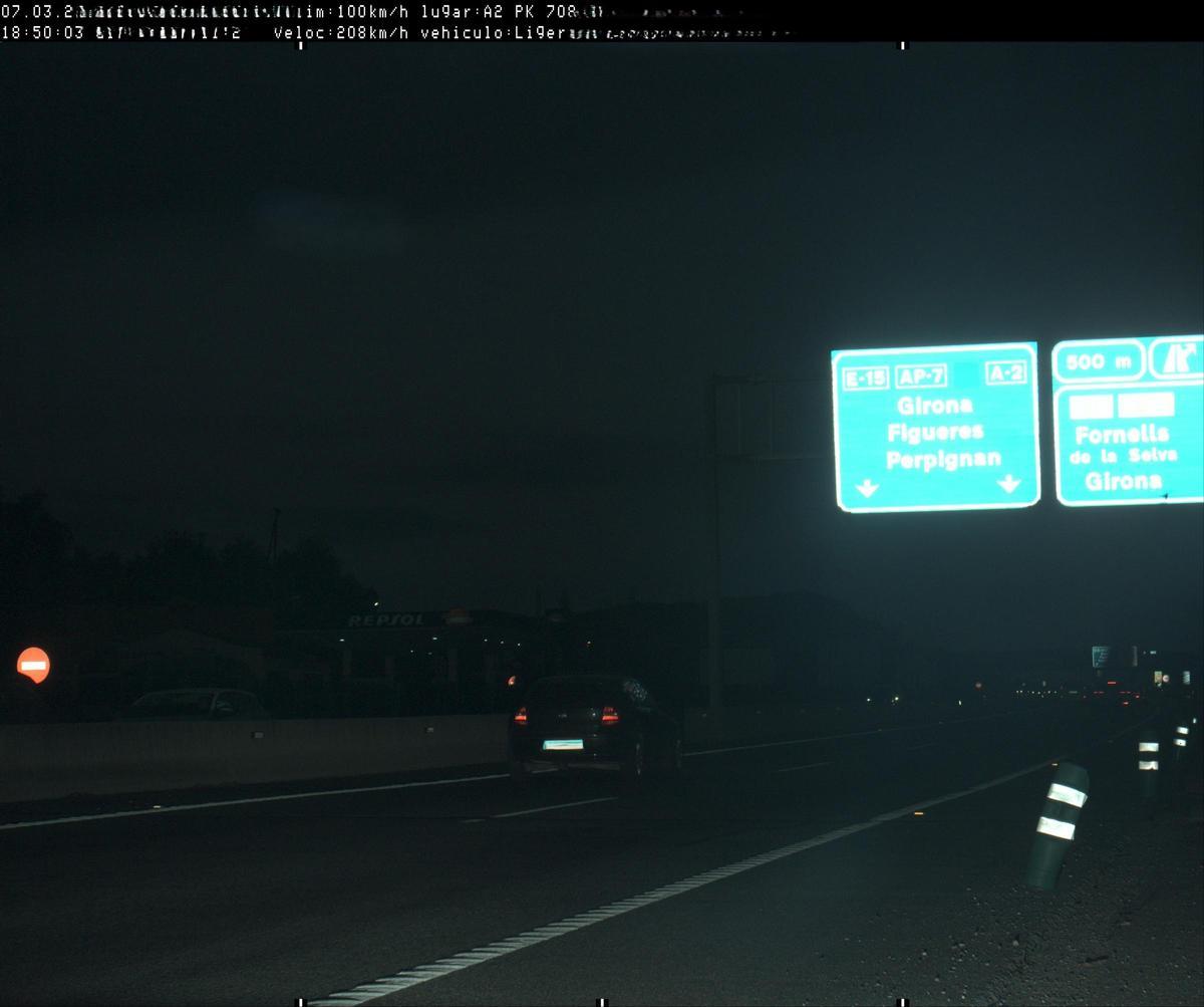 El vehicle captat pel radar amb excés de velocitat a l'A-2 a Aiguaviva.