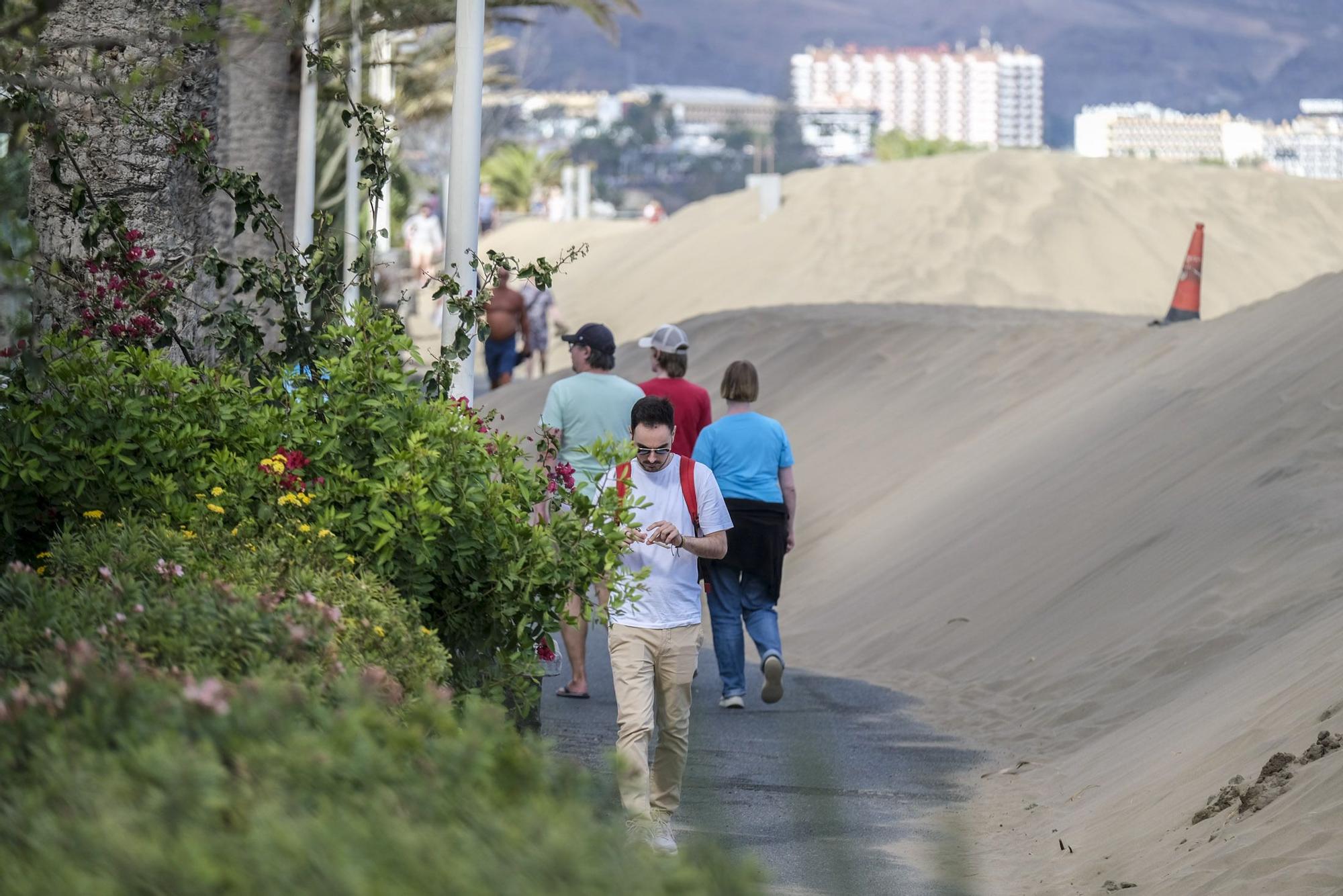 Las dunas de Maspalomas 'se comen' el paseo de Playa del Inglés