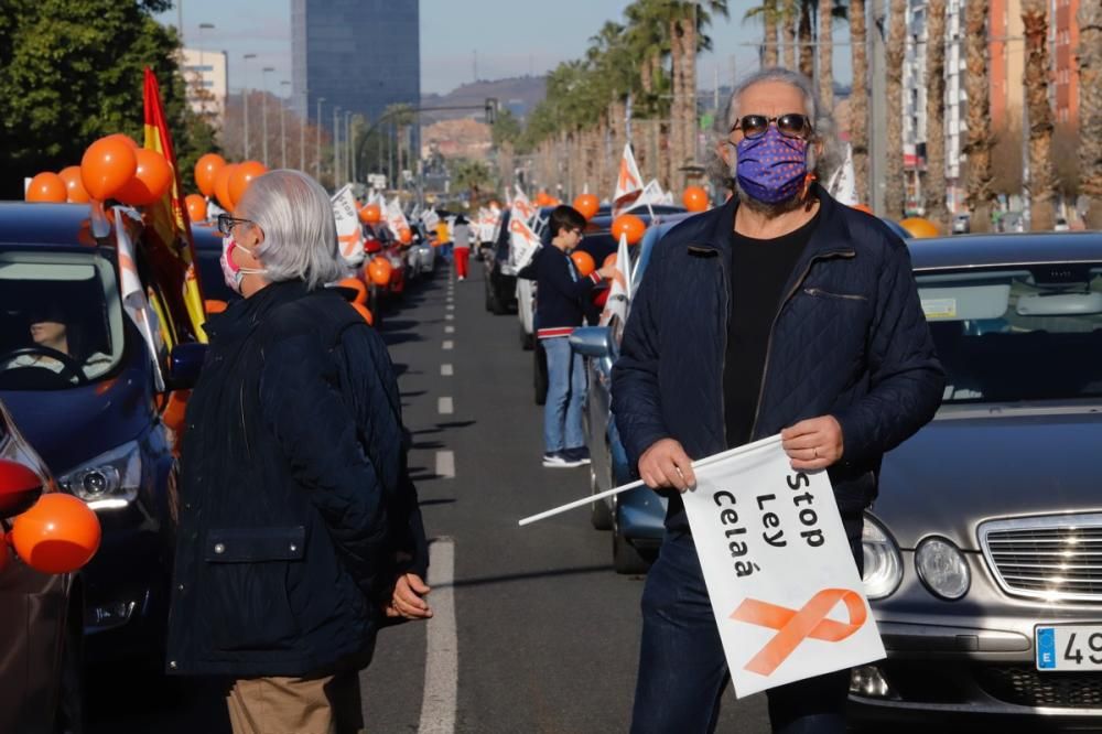 El centro de Murcia vuelve a llenarse de vehículos para protestar contra la Ley Celaá