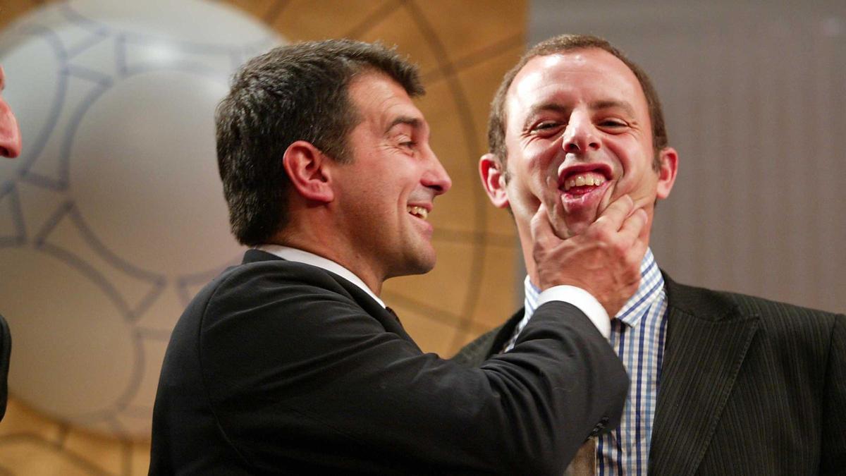 Laporta bromea con Rosell en una gala de la FIFA.