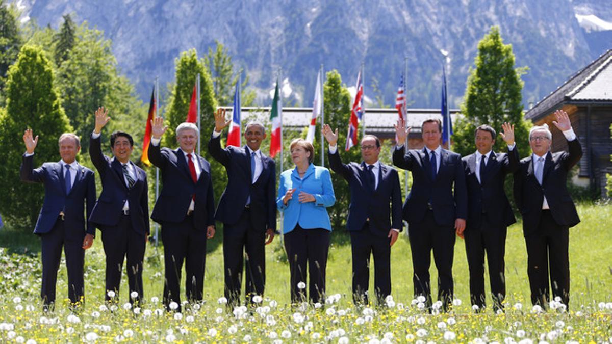 Foto de familia de los mandatarios del G-7, en Elmau (Alemania).